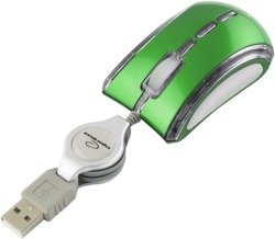 ESPERANZA CELANEO 3D WIRED OPTICAL MOUSE USB WITH RETRACTABLE CABLE GREEN
