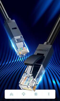 Ugreen Ethernet patchcord cable RJ45 Cat 6 UTP 1000Mbps 5m black (20162)