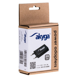 Wall charger Akyga AK-CH-03BK 5W USB-A 5V / 1A black