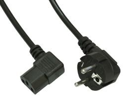 Kabel zasilający Akyga AK-PC-02A kątowy CCA IEC C13 CEE 7/7 250V/50Hz 1.5m